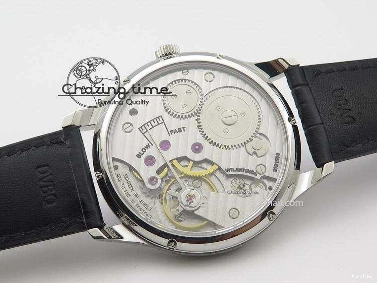 MIROTIME 0324 Portuguese IW545407 Black Dial ZF 1:1 Best Edition On Dark Blue Leather Strap DailyWear 7337